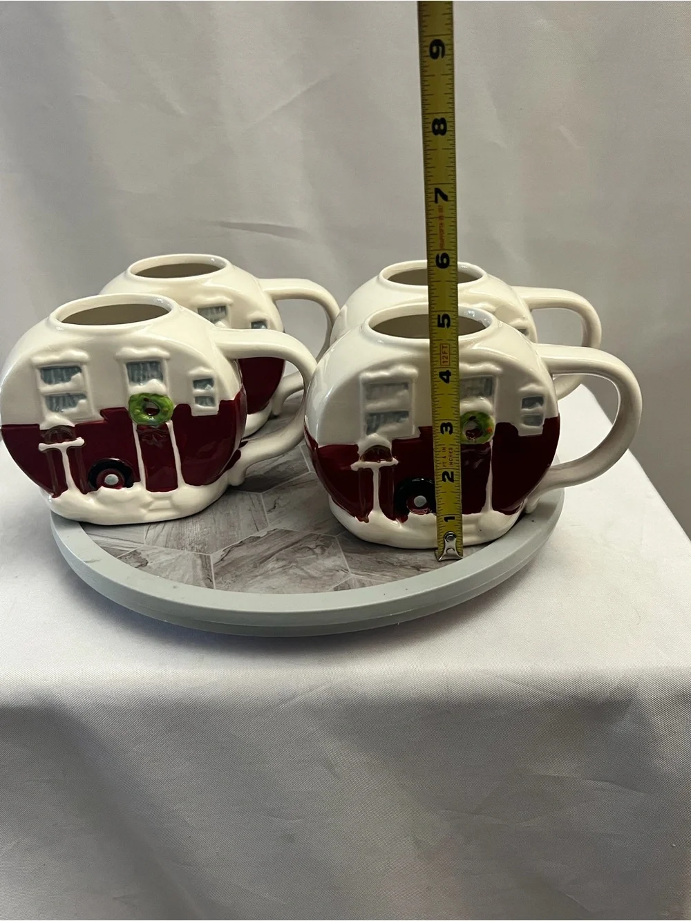 Holiday Cottage Collection Winter Wonder Lane Christmas House Mugs Set Of 4
